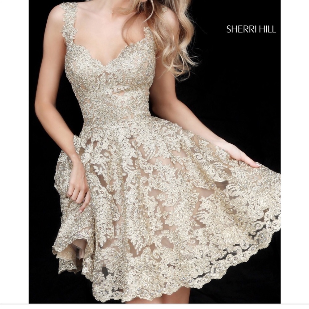 Sherri Hill Gold short dress